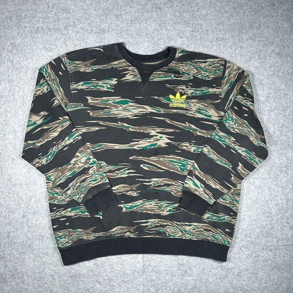 adidas Originals Black Green Tiger Camo Crewneck Sweatshirt
